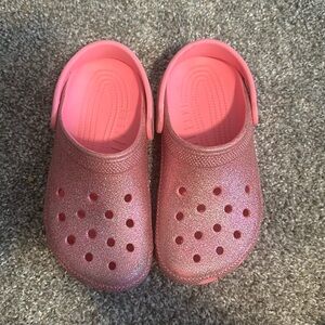 Pink glitter crocs